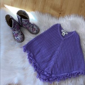 Girls Purple Knited Pancho 4T 5T